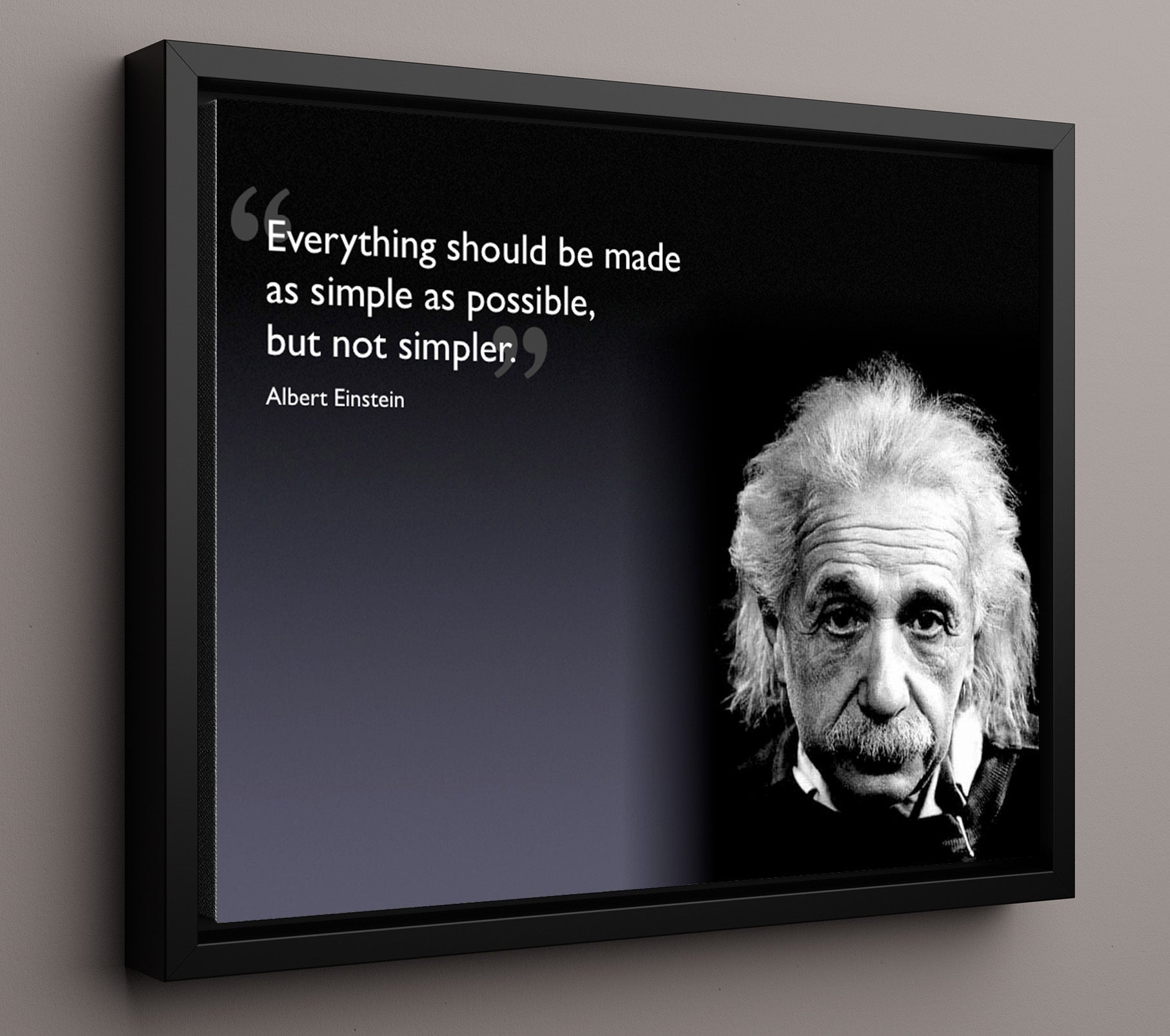 Albert Einstein As Simple As Possible But Not Simpler Quote Print 16x20 Framed Canvas quote wall art print