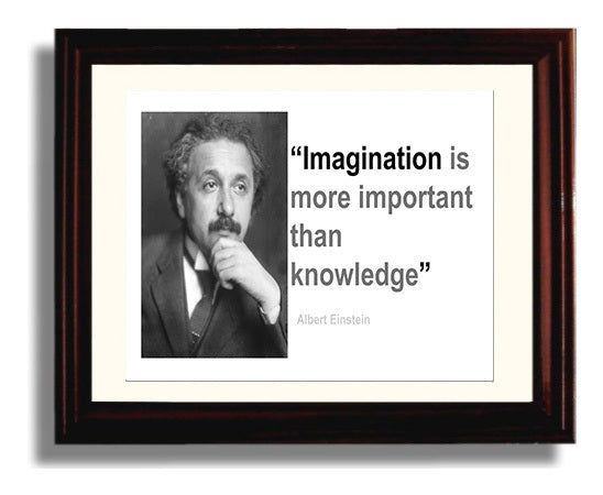 Albert Einstein Imagination over knowledge Quote Print 8x10 Beveled Frame quote wall art print
