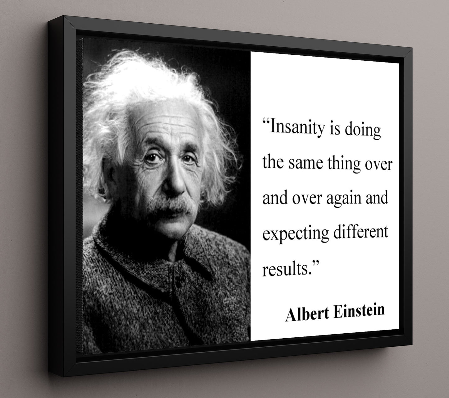 Albert Einstein Insanity definition Quote Print 16x20 Framed Canvas quote wall art print