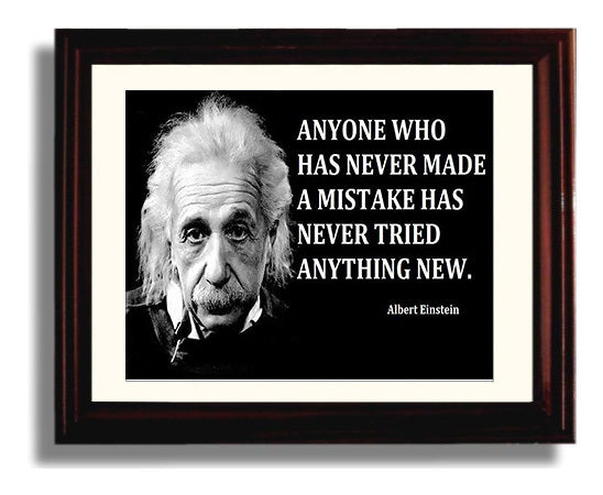 Albert Einstein Mistakes mean learning Quote Print 8x10 Beveled Frame quote wall art print