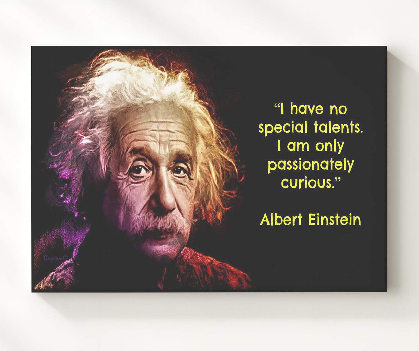 Albert Einstein Passionately curious Quote Print 20x24 Canvas quote wall art print