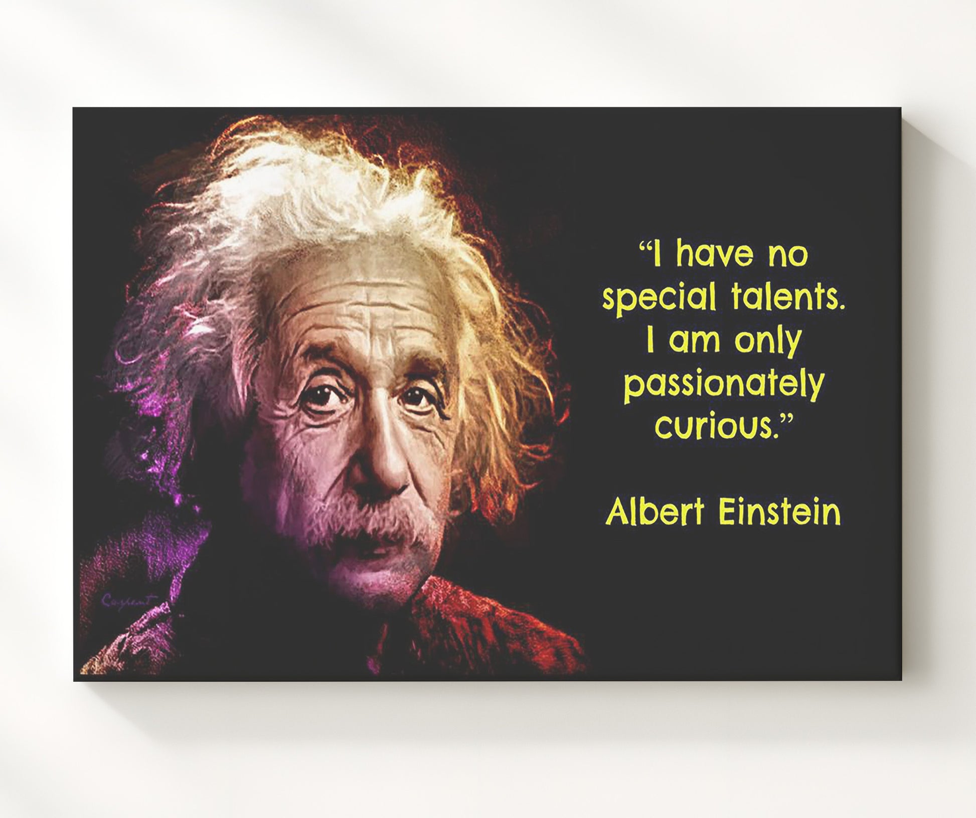 Albert Einstein Passionately curious Quote Print 20x24 Canvas quote wall art print