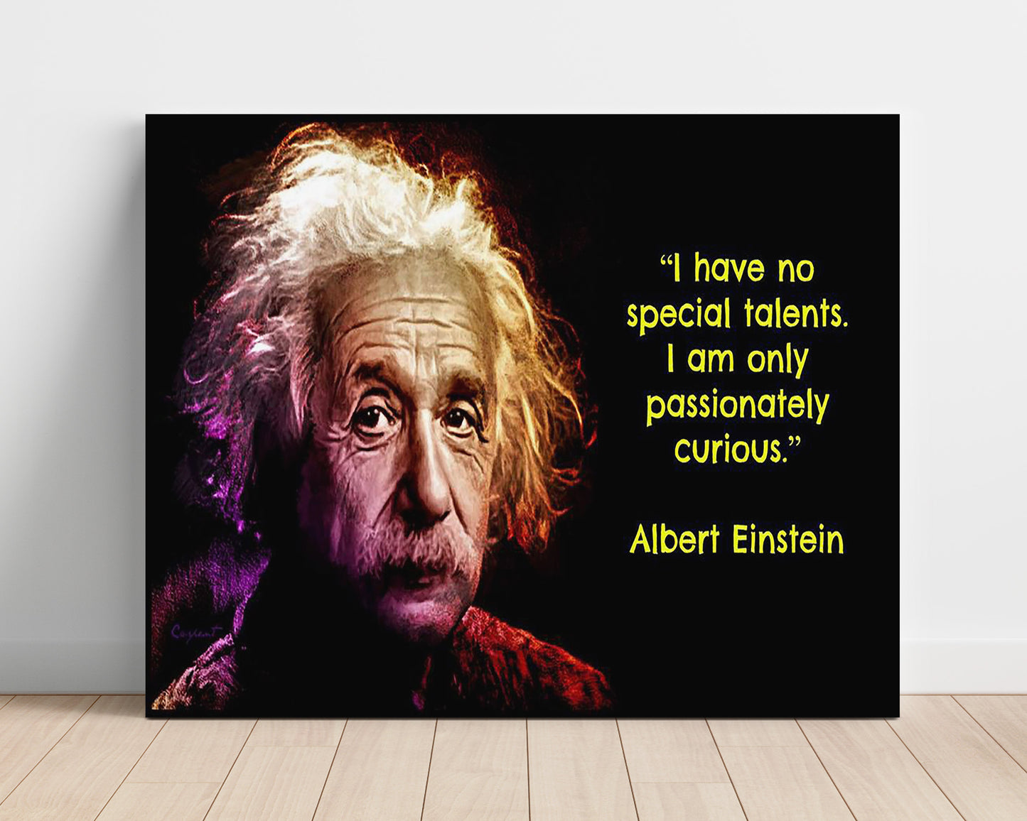 Albert Einstein Passionately curious Quote Print 16x20 Unframed Print quote wall art print