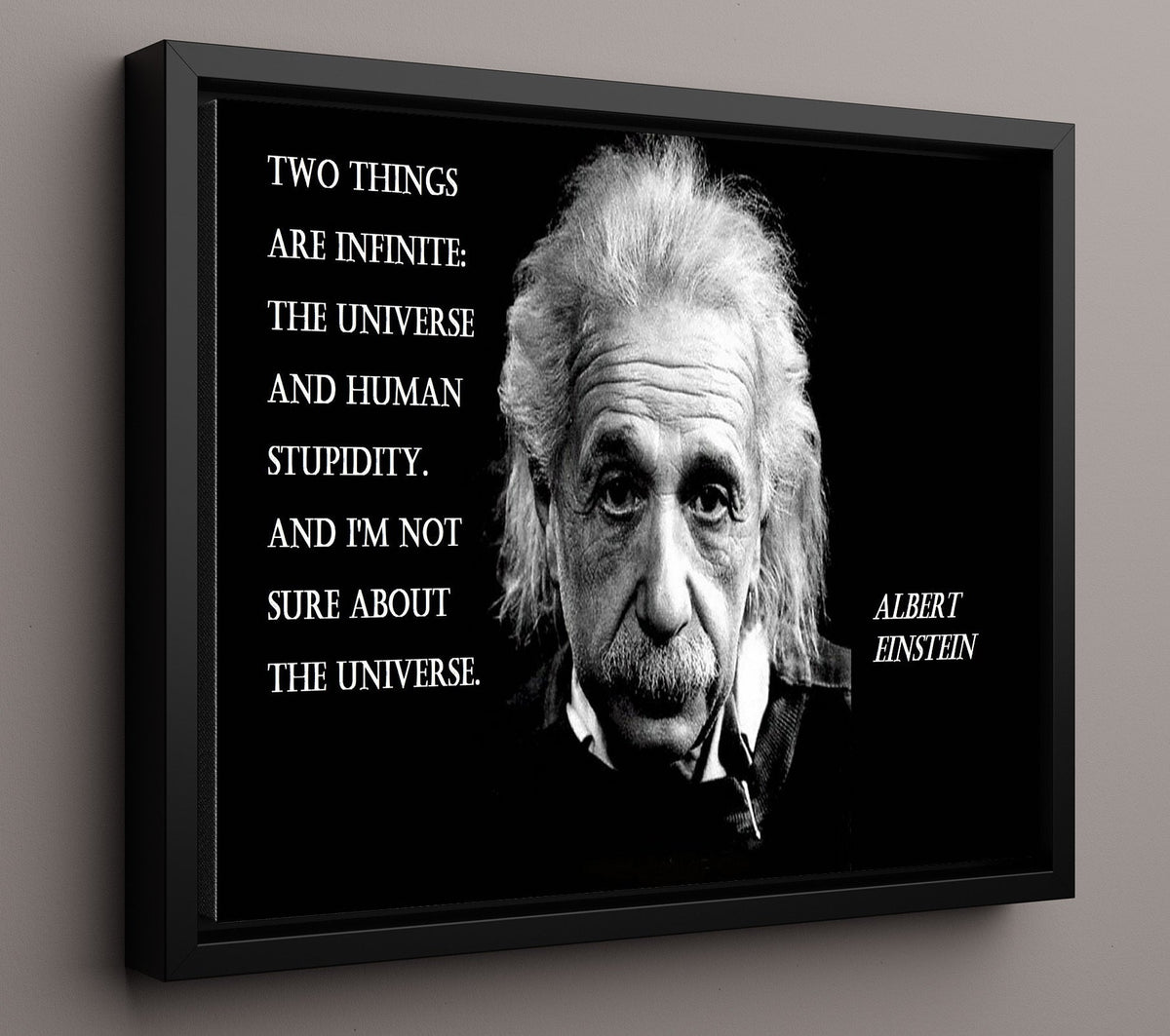 Albert Einstein Universe and stupidity Quote Print 16x20 Gallery Frame quote wall art print