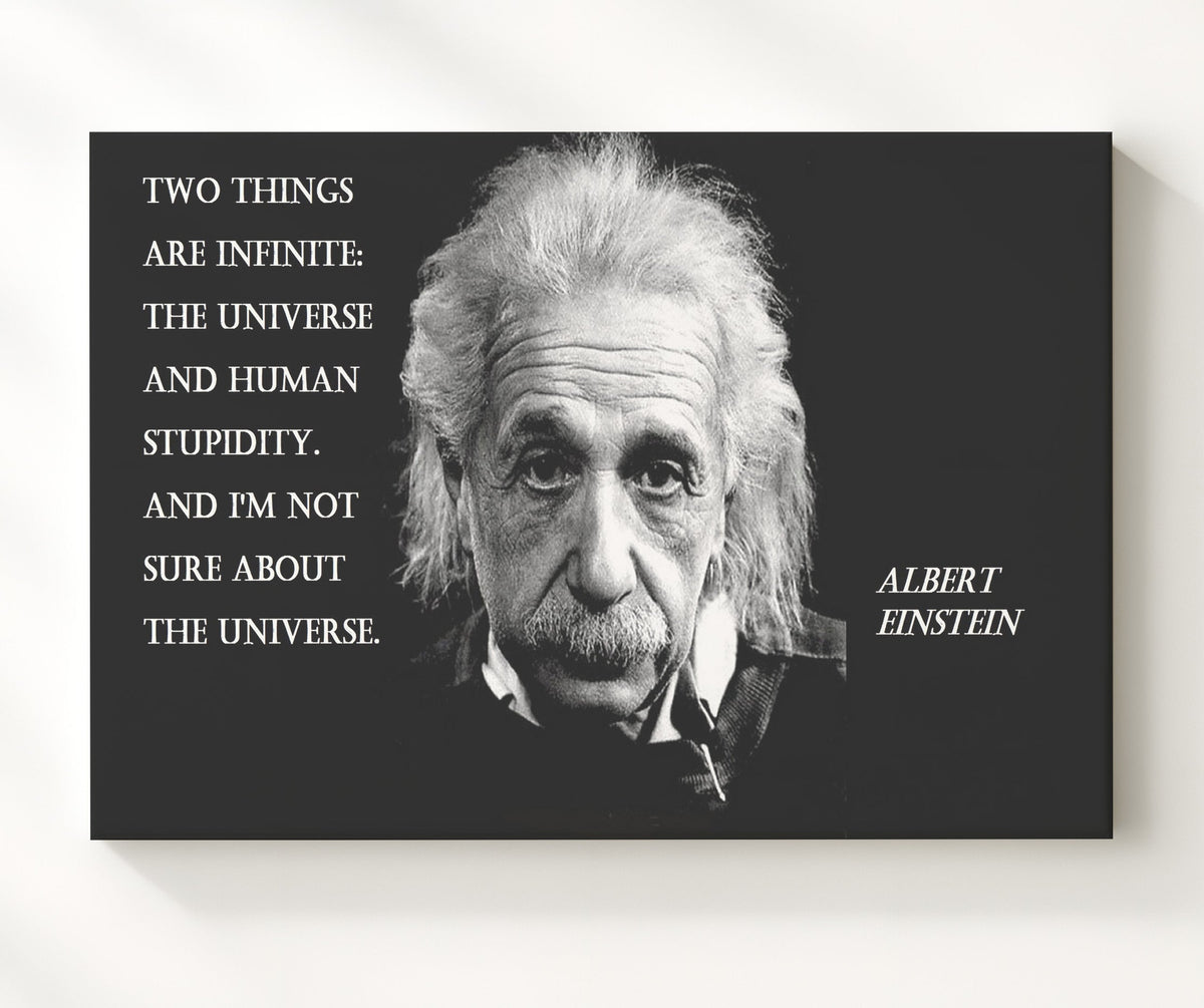 Albert Einstein Universe and stupidity Quote Print 8x10 Beveled Frame quote wall art print
