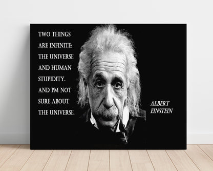 Classic Quotes Poster - Albert Einstein - Universe and stupidity