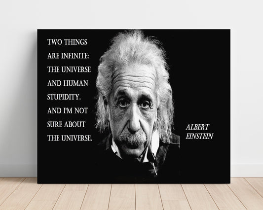 Classic Quotes Poster - Albert Einstein - Universe and stupidity