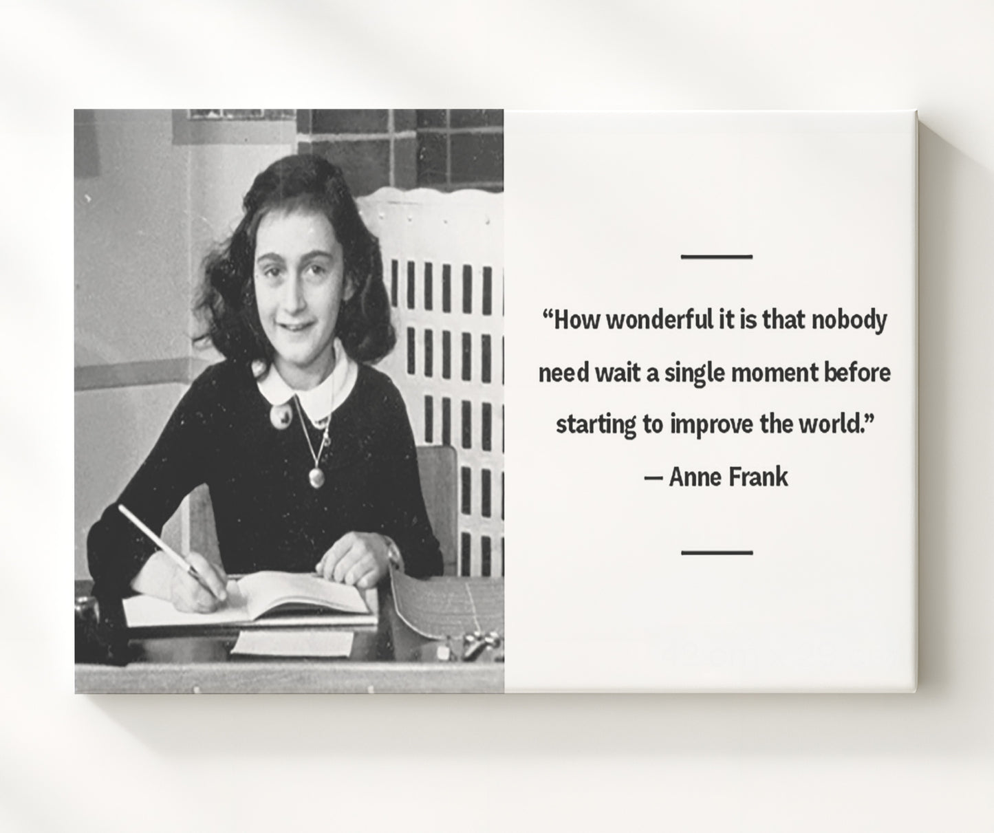 Anne Frank Improve the world now Quote Print 20x24 Canvas quote wall art print