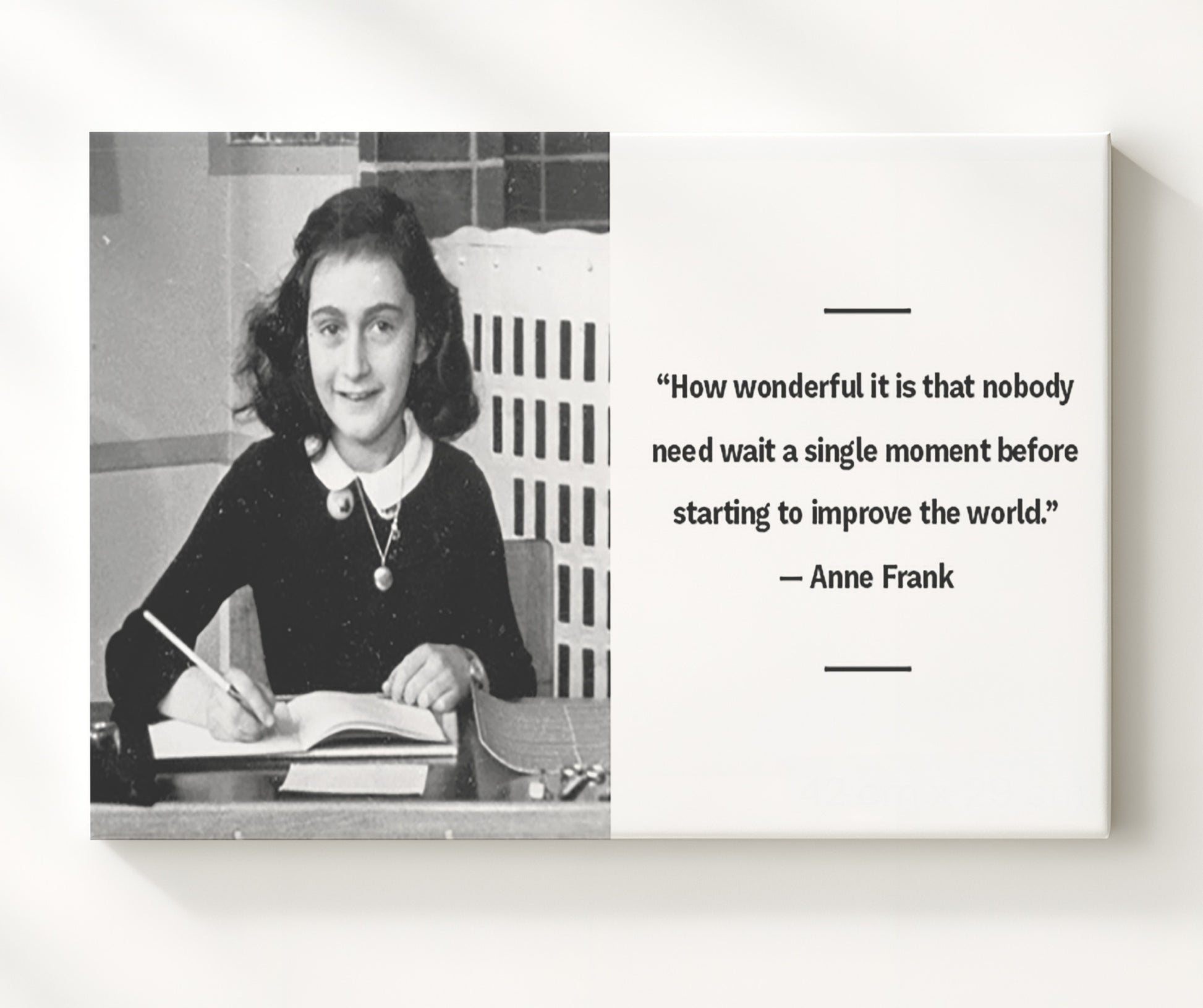 Anne Frank Improve the world now Quote Print 20x24 Canvas quote wall art print
