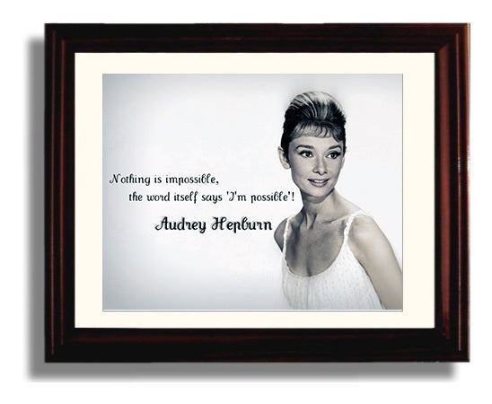 Audrey Hepburn Impossible means possible Quote Print 8x10 Beveled Frame quote wall art print