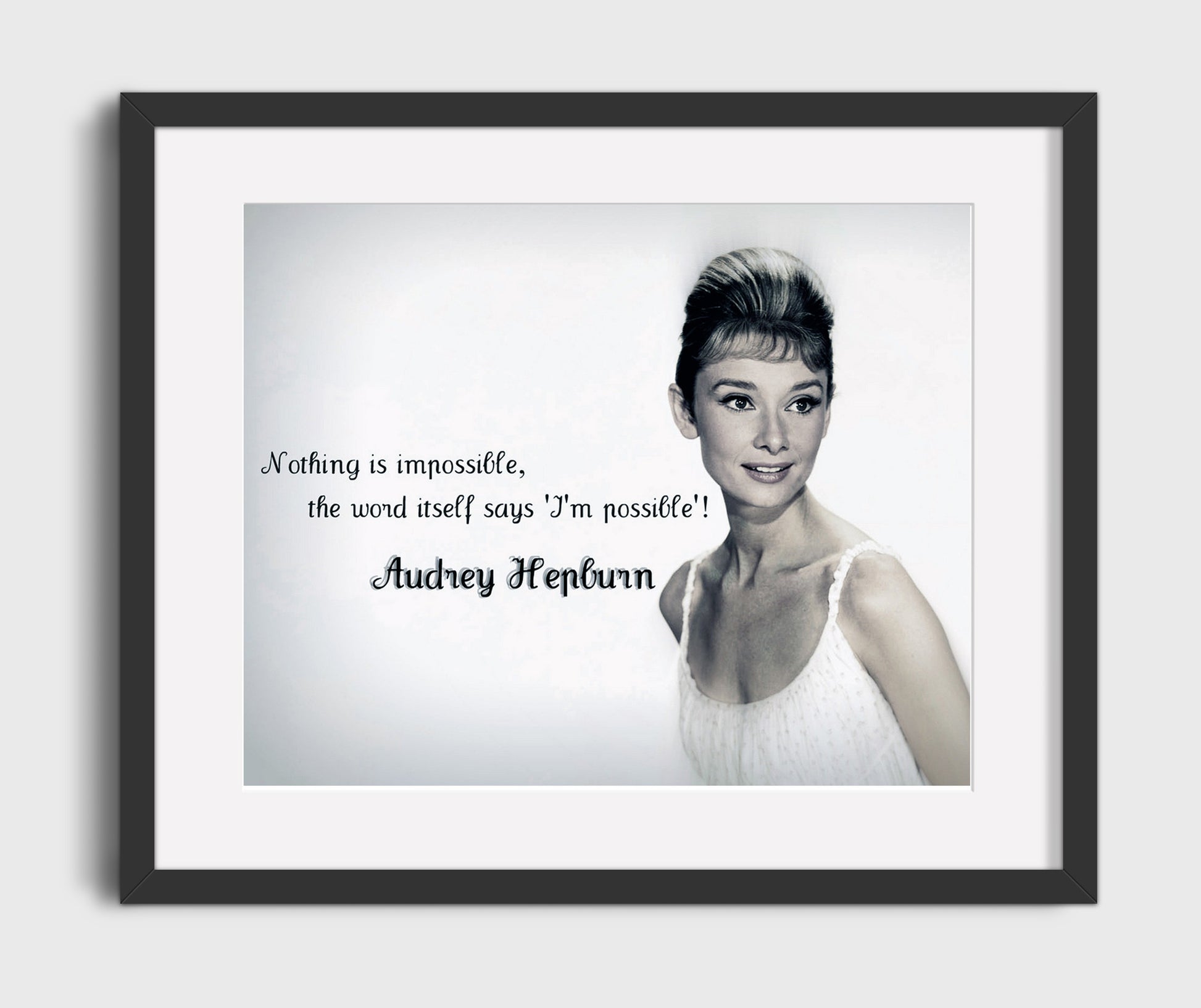 Audrey Hepburn Impossible means possible Quote Print 16x20 Gallery Frame quote wall art print