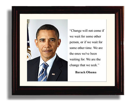 Barack Obama We are the change Quote Print 8x10 Beveled Frame quote wall art print