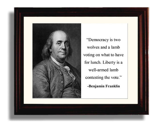 Benjamin Franklin Wolves and lambs Quote Print 8x10 Beveled Frame quote wall art print