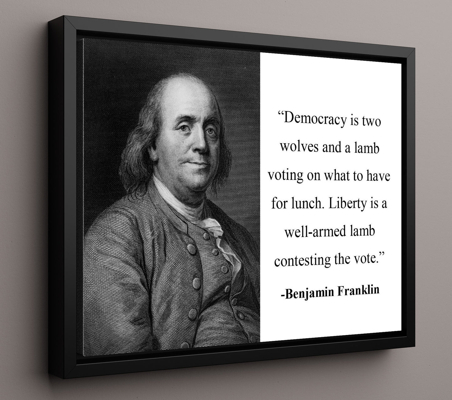 Benjamin Franklin Wolves and lambs Quote Print 16x20 Framed Canvas quote wall art print