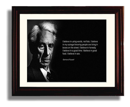 Bertrand Russell Believe in words not fists Quote Print 8x10 Beveled Frame quote wall art print