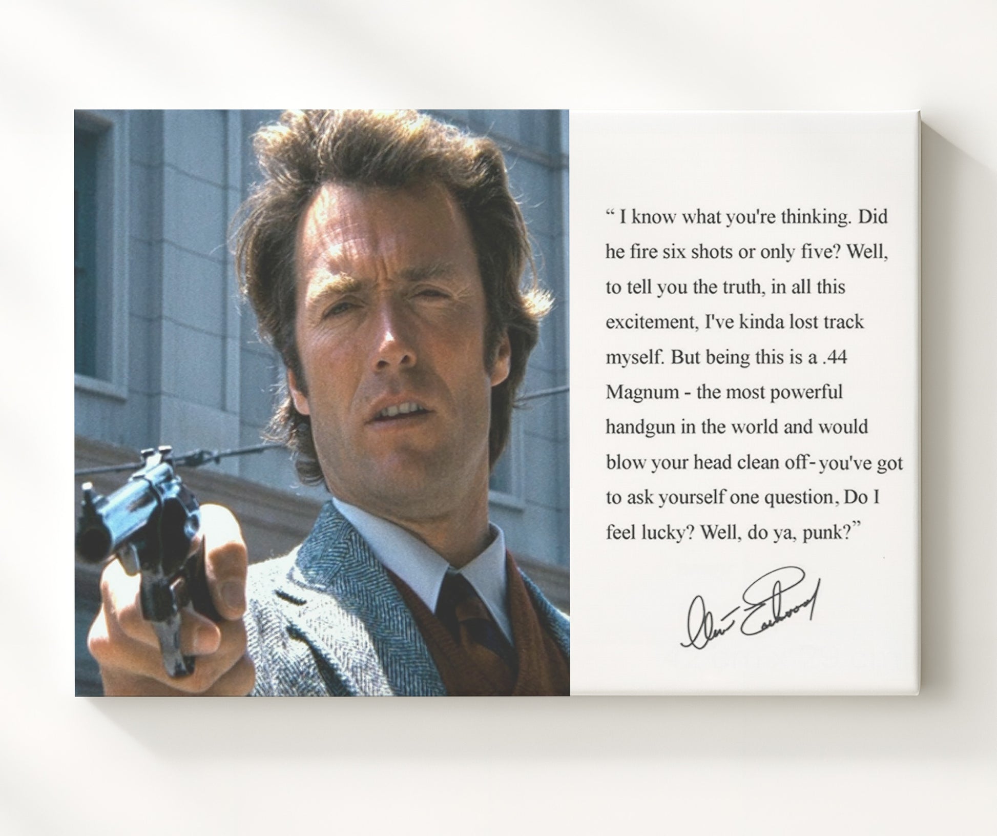 Clint Eastwood Do you feel lucky Quote Print 20x24 Canvas quote wall art print