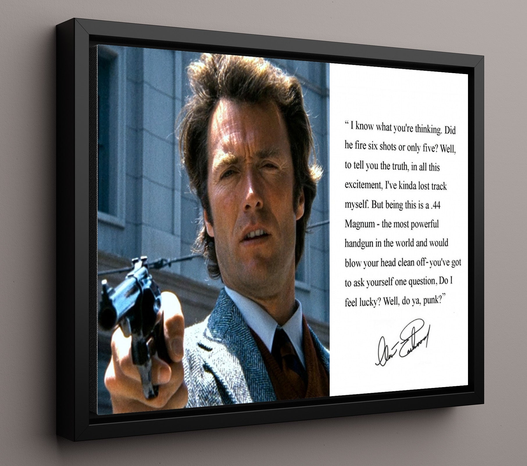 Clint Eastwood Do you feel lucky Quote Print 16x20 Framed Canvas quote wall art print