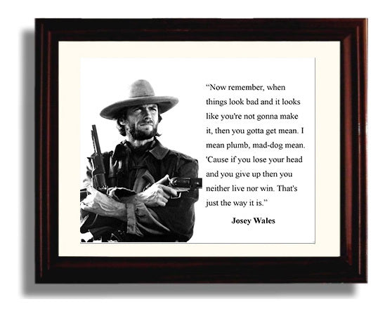 Clint Eastwood Mad dog mean Quote Print 8x10 Beveled Frame quote wall art print