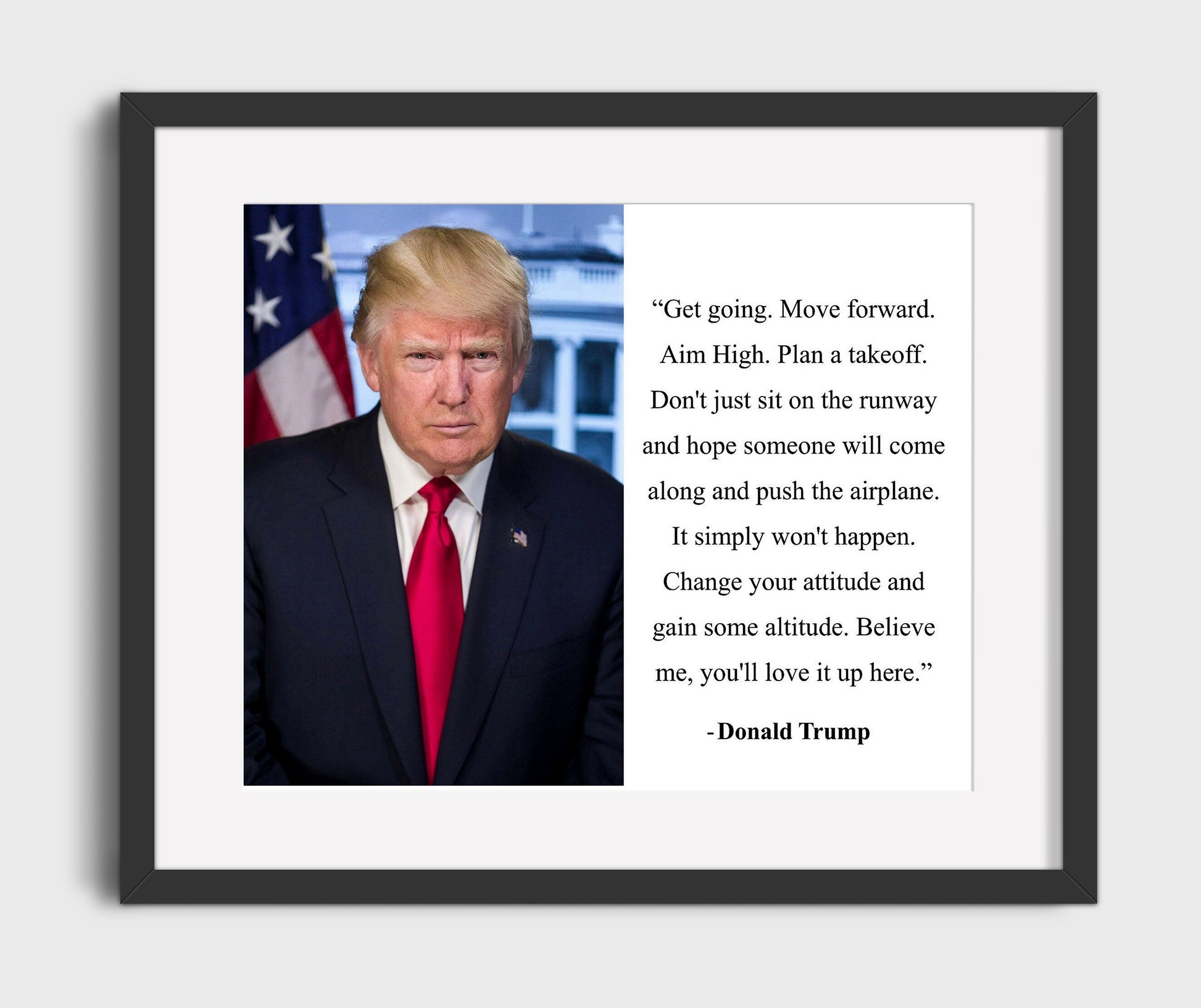 Donald Trump Aim high takeoff Quote Print 16x20 Gallery Frame quote wall art print