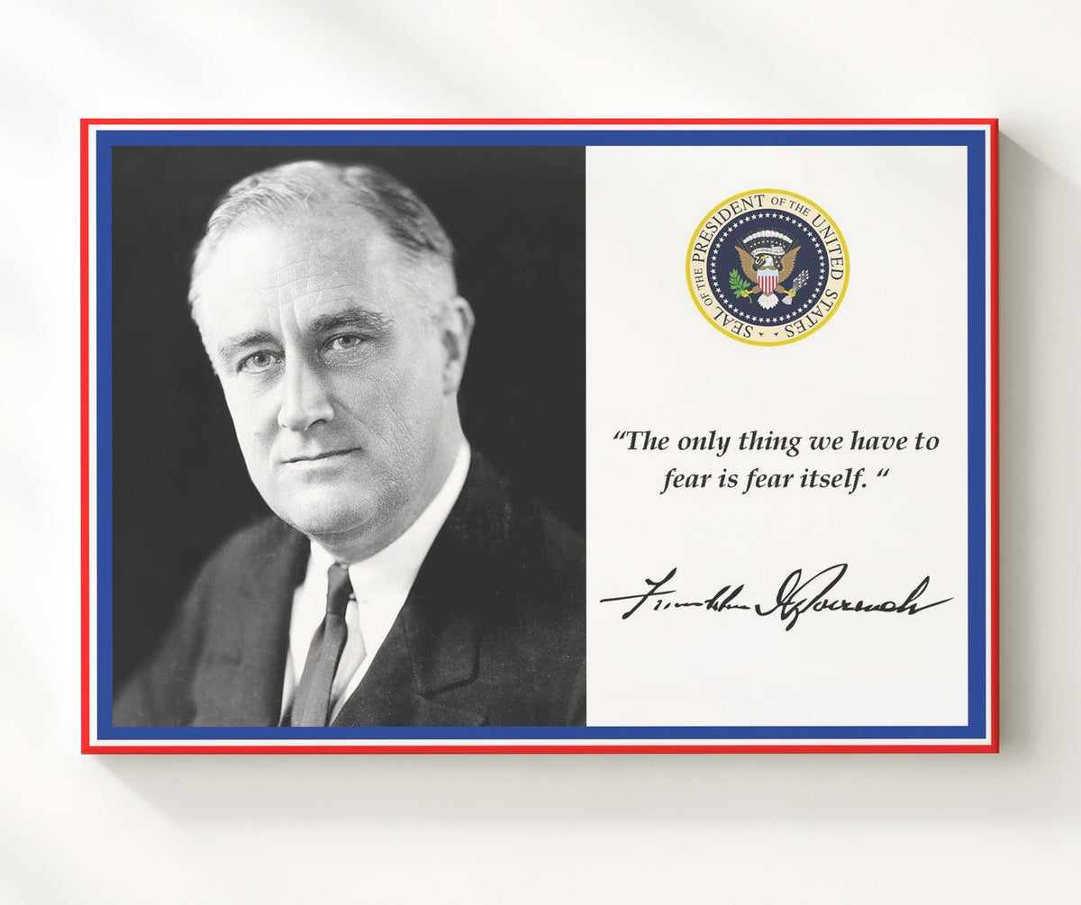 Franklin D. Roosevelt Fear itself Quote Print 8x10 Beveled Frame quote wall art print