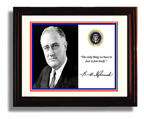 Franklin D. Roosevelt Fear itself Quote Print 8x10 Beveled Frame quote wall art print