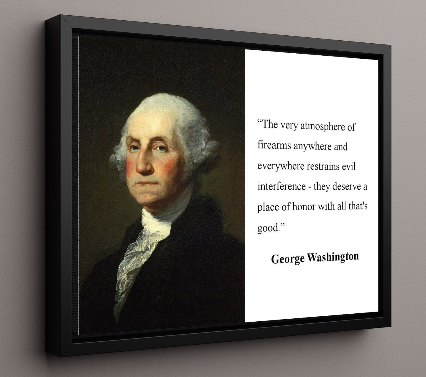 George Washington Atmosphere of firearms Quote Print 16x20 Framed Canvas quote wall art print