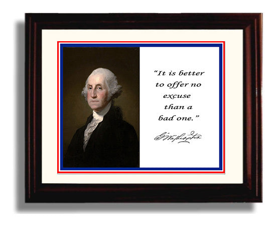 George Washington No excuse better than bad one Quote Print 8x10 Beveled Frame quote wall art print
