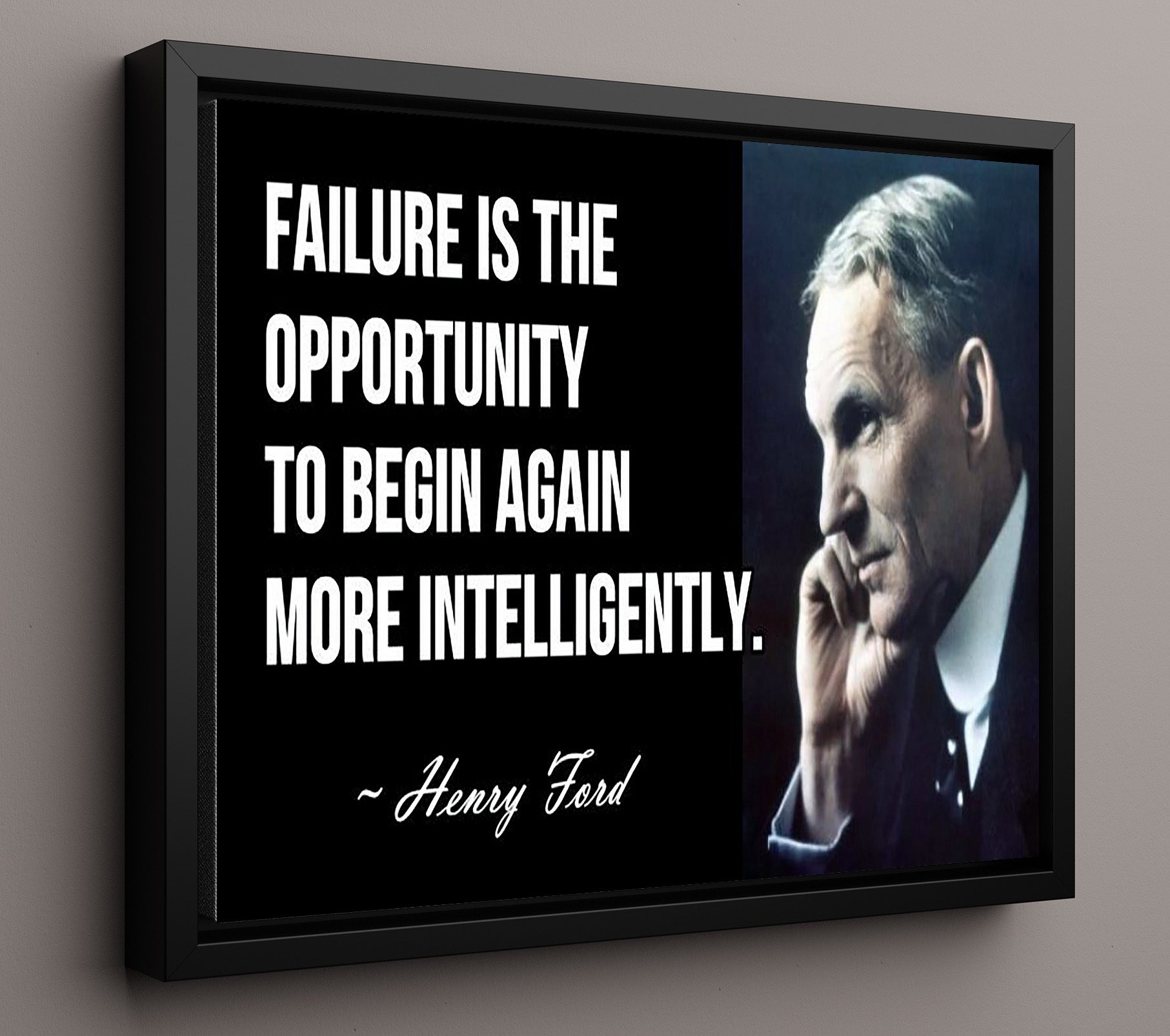 Henry Ford Smarter restarts Quote Print 16x20 Framed Canvas quote wall art print