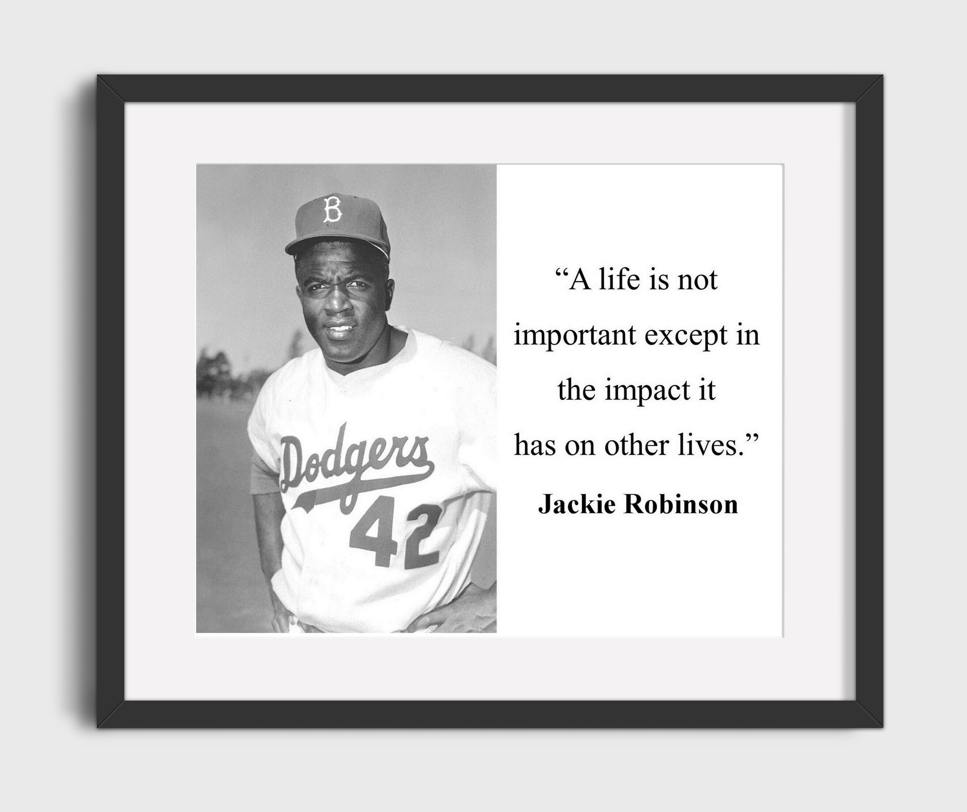 Jackie Robinson A Life Is Important By Its Impact Quote Print 16x20 Gallery Frame quote wall art print