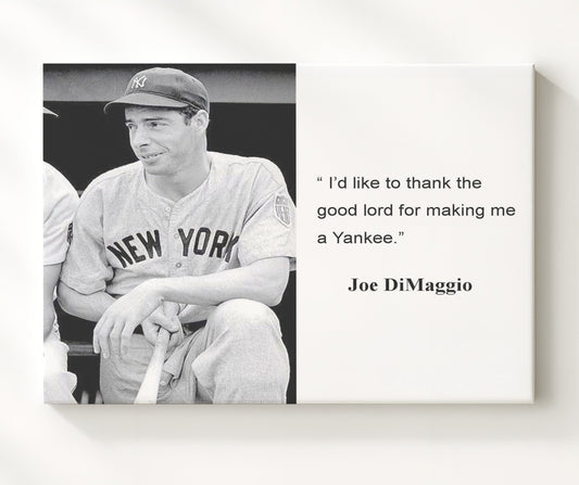 Joe DiMaggio Thankful Yankee Quote Print 8x10 Beveled Frame quote wall art print