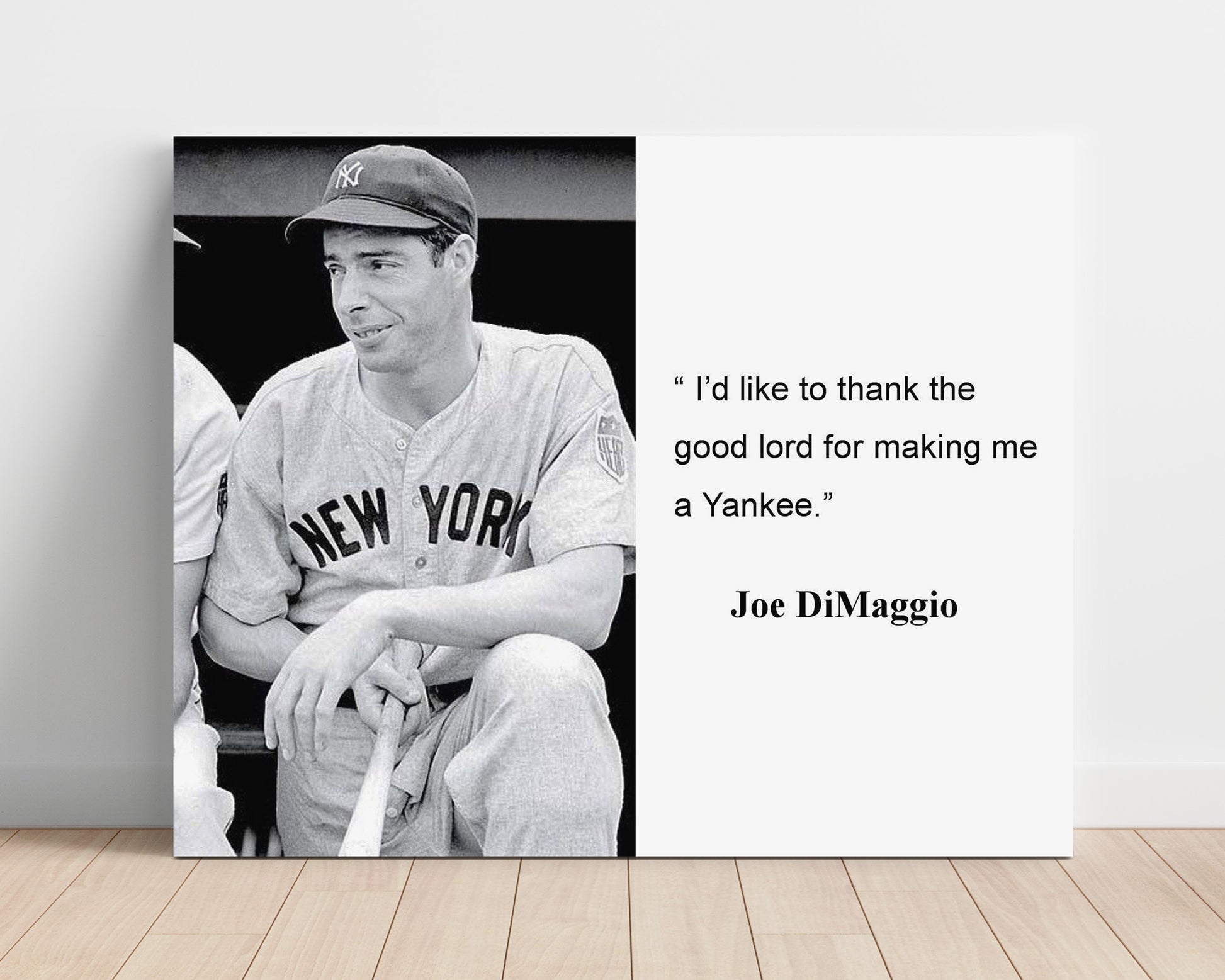 Joe DiMaggio Thankful Yankee Quote Print 16x20 Unframed Print quote wall art print