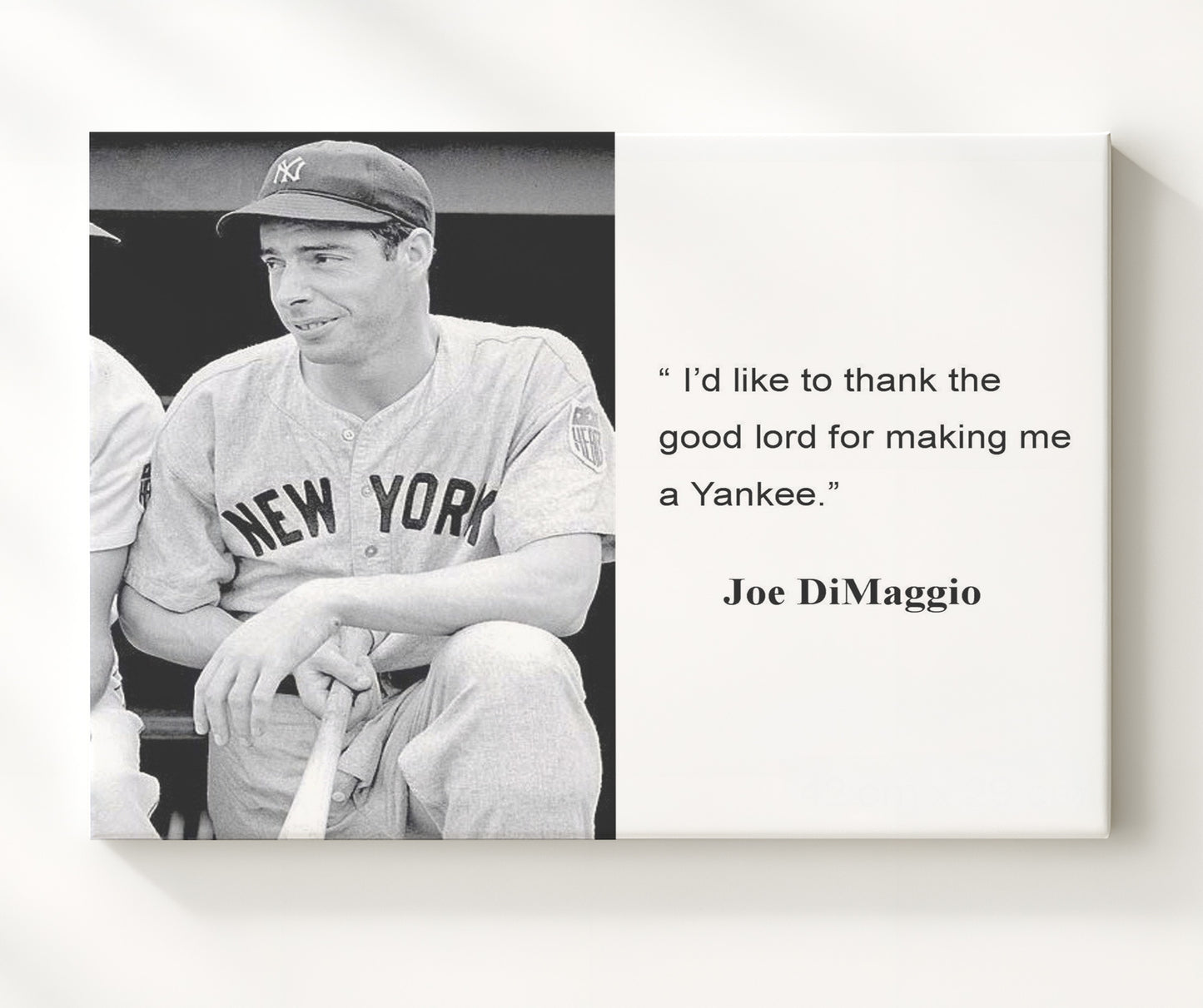 Joe DiMaggio Thankful Yankee Quote Print 20x24 Canvas quote wall art print