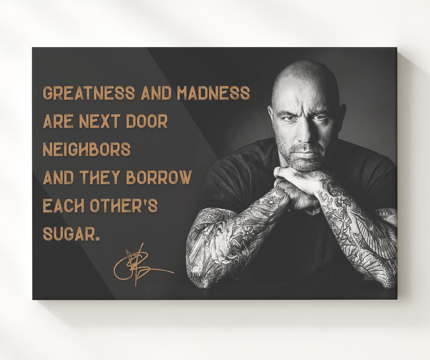 Joe Rogan Greatness meets madness Quote Print 20x24 Canvas quote wall art print