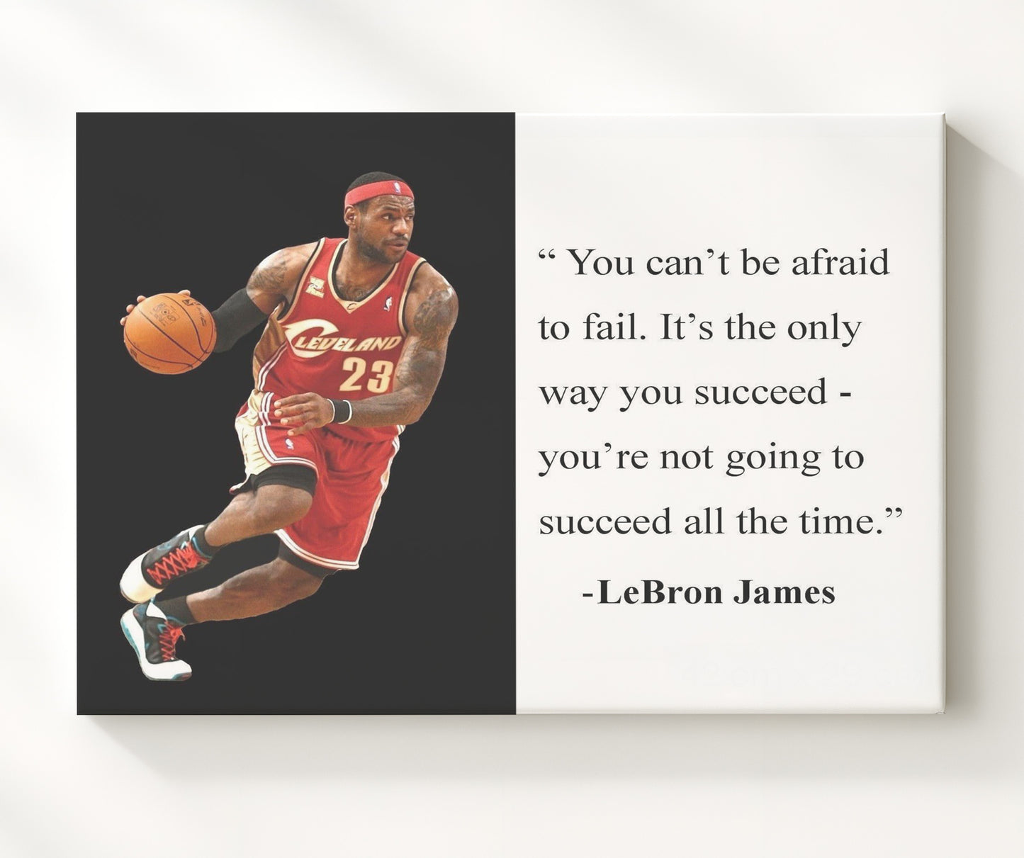 LeBron James Dont Be Afraid To Fail Quote Print 20x24 Canvas quote wall art print