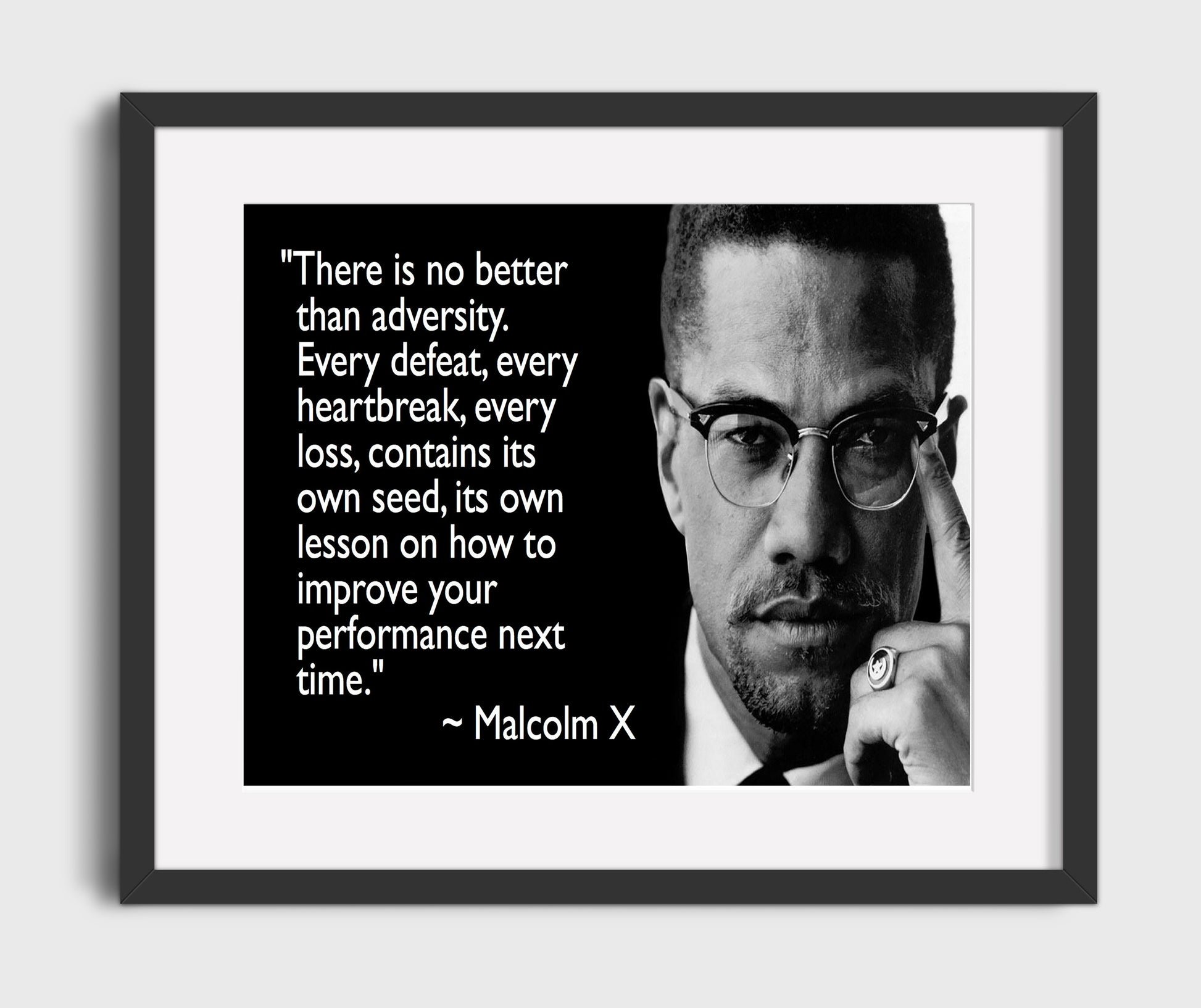 Malcolm X Lesson in adversity Quote Print 16x20 Gallery Frame quote wall art print