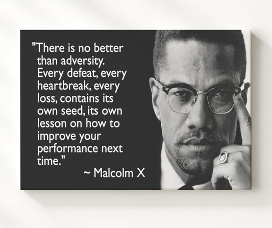 Malcolm X Lesson in adversity Quote Print 8x10 Beveled Frame quote wall art print