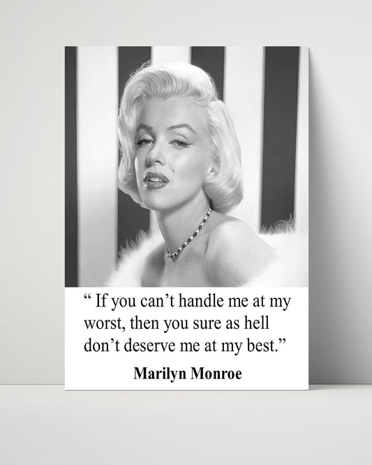 Classic Quotes Poster - Marilyn Monroe - Glam Attitude - Handle Me at My Worst