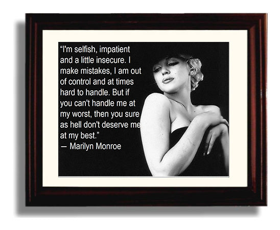 Marilyn Monroe If You Cant Handle Me At My Worst Quote Print 8x10 Beveled Frame quote wall art print
