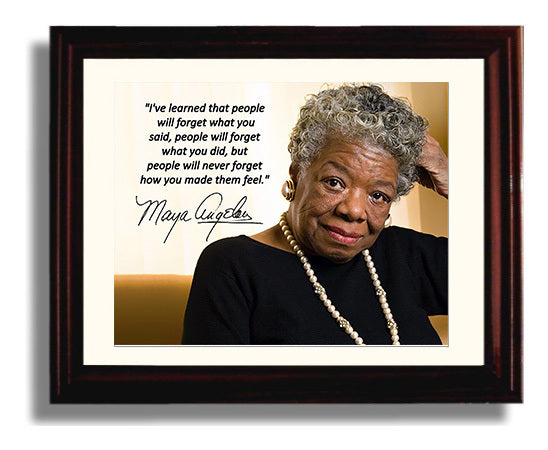 Maya Angelou Never forget feelings Quote Print 8x10 Beveled Frame quote wall art print