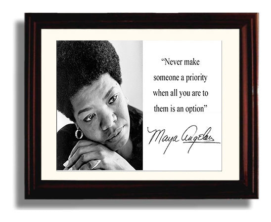 Maya Angelou Never just an option Quote Print 8x10 Beveled Frame quote wall art print