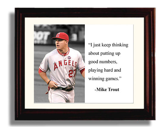 Mike Trout Play hard win games Quote Print 8x10 Beveled Frame quote wall art print