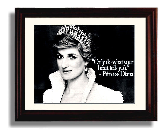 Princess Diana Only Do What Your Heart Tells You Quote Print 8x10 Beveled Frame quote wall art print