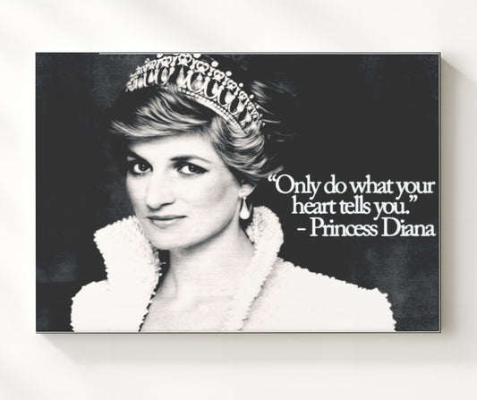 Princess Diana Only Do What Your Heart Tells You Quote Print 8x10 Beveled Frame quote wall art print