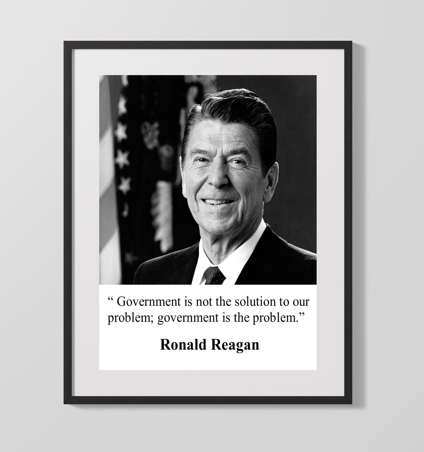 Ronald Reagan Government Is Not The Solution Government Is The Problem Quote Print 16x20 Gallery Frame quote wall art print