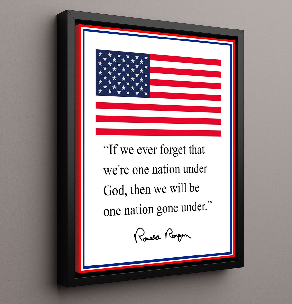 Ronald Reagan One Nation Under God Gone Under Quote Print 16x20 Gallery Frame quote wall art print