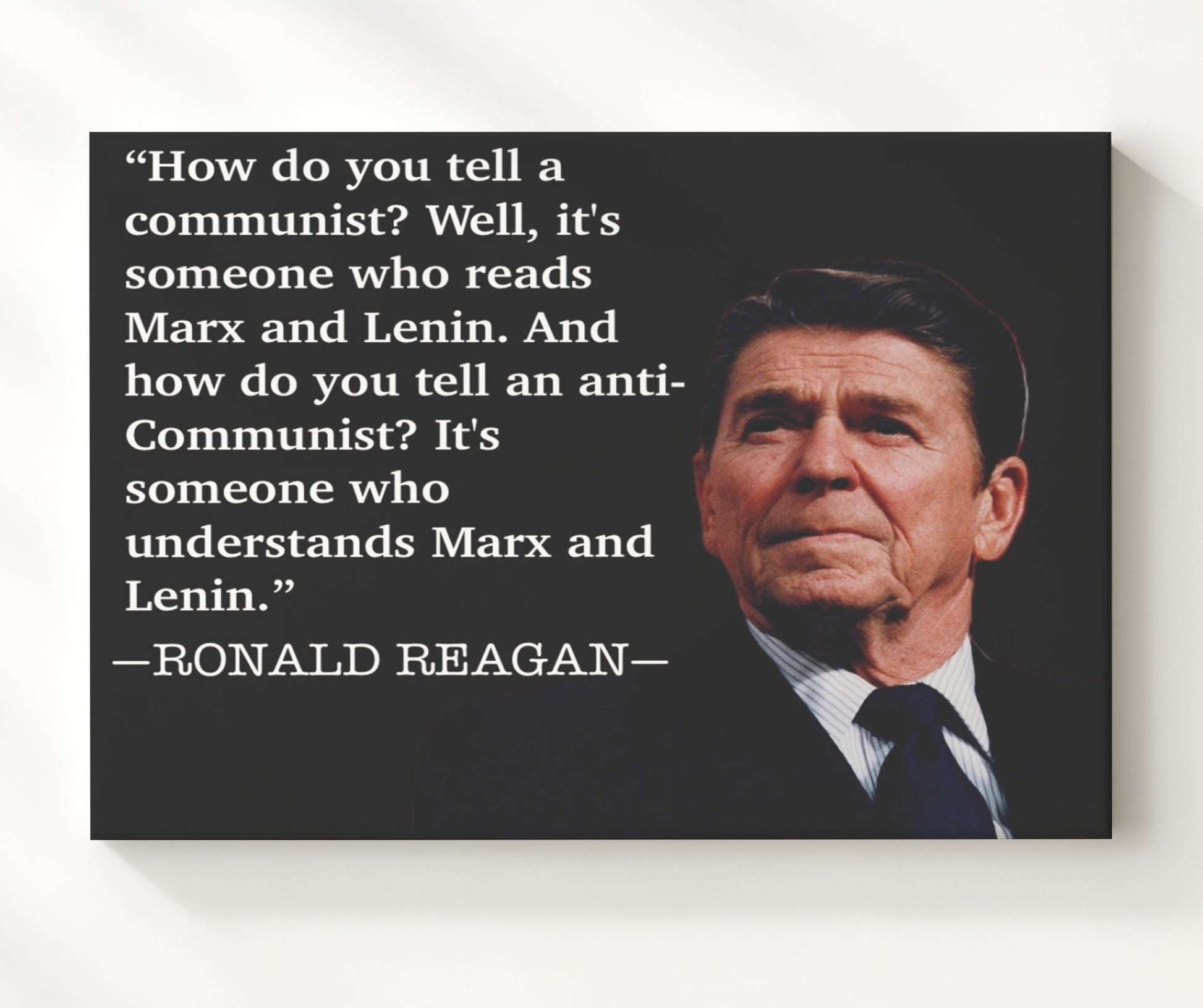 Ronald Reagan Reading vs understanding communism Quote Print 20x24 Canvas quote wall art print