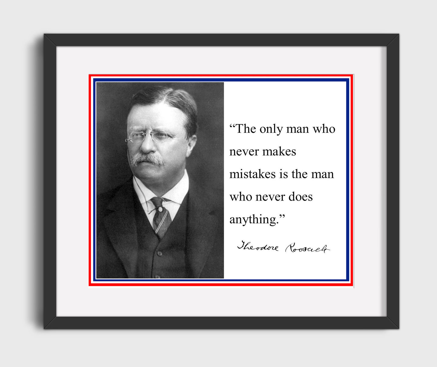 Theodore Roosevelt Mistakes prove action Quote Print 16x20 Gallery Frame quote wall art print