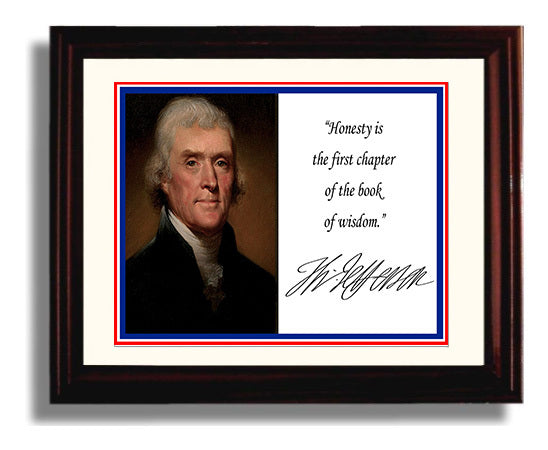 Thomas Jefferson Honesty first wisdom Quote Print 8x10 Beveled Frame quote wall art print