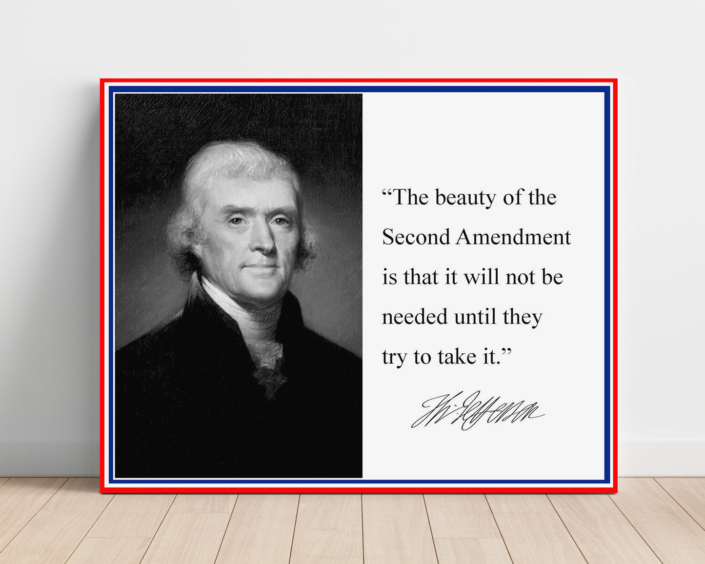 Thomas Jefferson Second Amendment shield Quote Print 16x20 Unframed Print quote wall art print