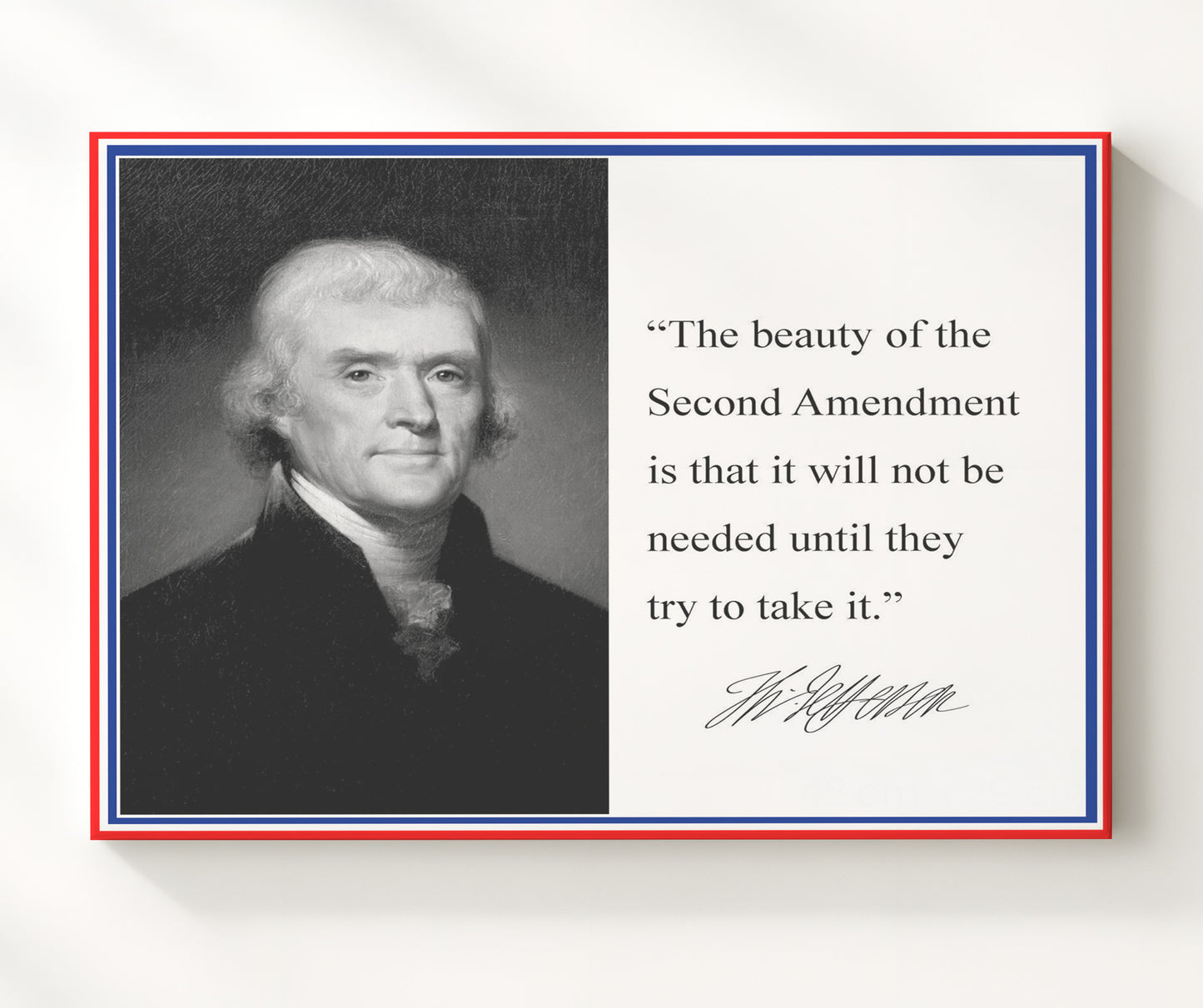 Thomas Jefferson Second Amendment shield Quote Print 20x24 Canvas quote wall art print